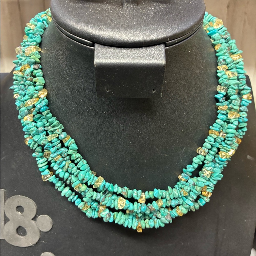 Turquoise and Citrine Beaded Necklace